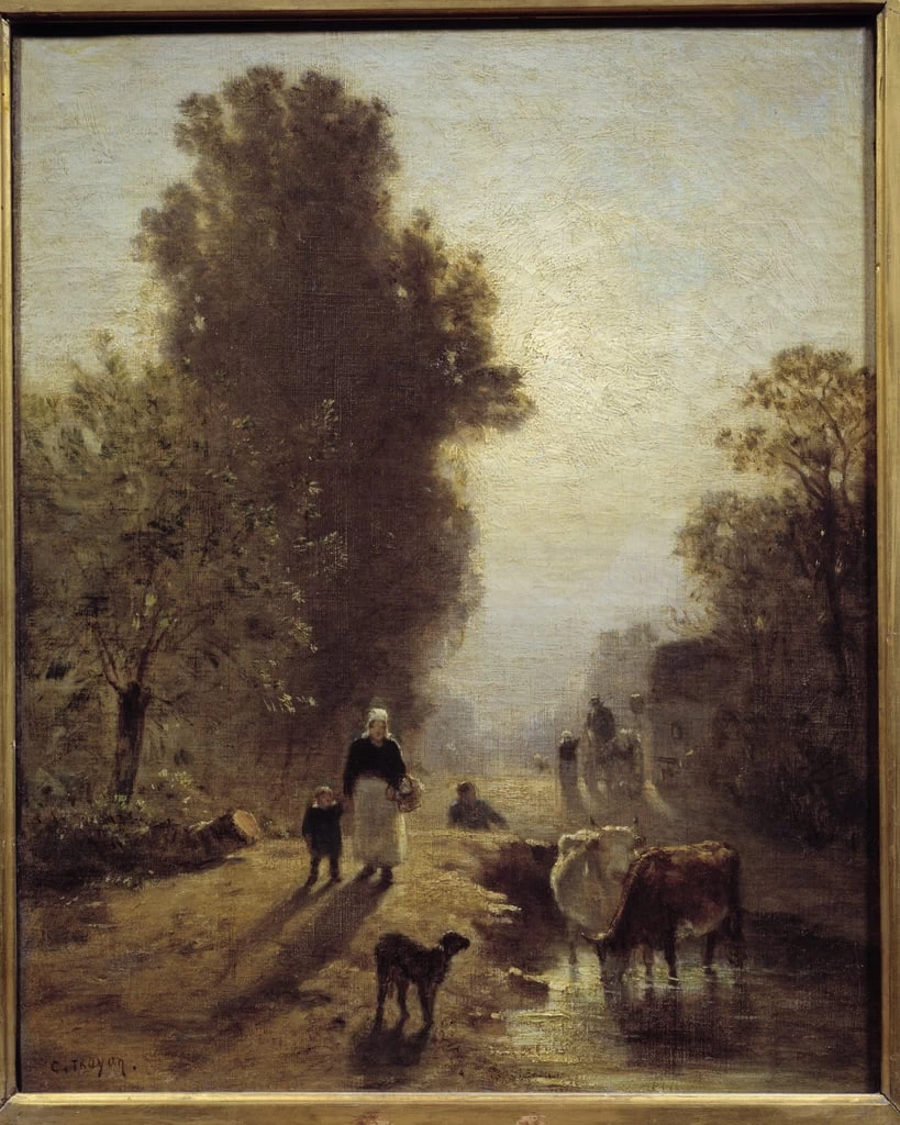 Al mattino Famiglie contadine e mucche nella nebbia dell'alba - Louvre, Parigi